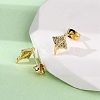 Brass Micro Pave Clear Cubic Zirconia Stud Earrings LS-EJEW-D328-04G-01-3