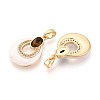 Natural Tiger Eye with White Shell Pendants KK-N287-11G-02-2