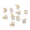 Brass Clear Cubic Zirconia Charms ZIRC-G170-12G-1