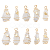 10Pcs 5 Styles Electroplated Natural Quartz Crystal Copper Wire Wrapped Pendants PALLOY-FG00004-1