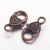 Tibetan Style Heart Lobster Claw Clasps X-K08Y0061-2