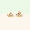 Brass Micro Pave Clear Cubic Zirconia Triangle Stud Earrings EJEW-L278-03G-2