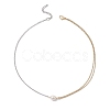 Natural Cultured Freshwater Pearl Rice Pendant 304 Stainless Steel Cable Chain Double Layer Necklaces X-NJEW-JN05682-4