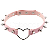 Adjustable Adjustable Gothic PU Leather Alloy Spike Rivet Heart Choker Necklaces for Women NJEW-WH20816-006P-D-1