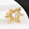 Brass Micro Pave Cubic Zirconia Adjustable Cuff Rings RJEW-C139-13G-3
