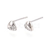 Brass Micro Pave Clear Cubic Zirconia Triangle Stud Earrings EJEW-L278-03P-1