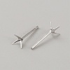 Rhomdium Plated 925 Sterling Silver Stud Earring Findings STER-WH0009-15B-P-2