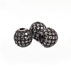 CZ Brass Micro Pave Grade AAA Clear Color Cubic Zirconia Round Beads KK-O065-6mm-05B-NR-2