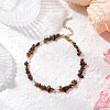 Natural Tiger Eye Chip & Glass Beaded Anklets AJEW-AN00682-06-1