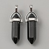 Synthetic Black Stone Double Terminal Pointed Pendants G-WH0016-37E-1
