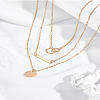 1Pc Zinc Alloy Disc Rectangle Pendant 3 Layer Necklaces NJEW-LP0009-58-3