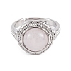 Natural Rose Quartz Round Adjustable Rings RJEW-K271-04P-09-3