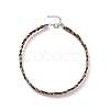 Cowhide Leather Braided Twist Rope Choker Necklace with Brass Clasp for Women NJEW-JN04167-4