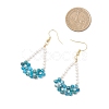 Natural Apatite Arch Dangle Earrings EJEW-TA00742-02-4