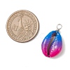 Spray Painted Natural Cowrie Shell Deep Sky Blue Pendants PALLOY-JF04260-01-2