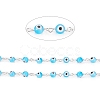 3.28 Feet Handmade Evil Eye Lampwork Round Beaded Chains X-CHC-G009-B-S02-1