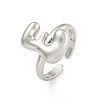 Brass Letter Open Cuff Rings for Women RJEW-G313-01E-P-1