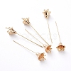 Brass Flower Shape Head Pins KK-E783-10G-2