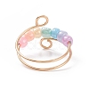 Glass Seed Rotating Beaded Cuff Ring RJEW-JR00511-01-6