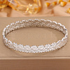 304 Stainless Steel Lotus Flower Hinged Cuff Bangles for Women WGFB475-02-1