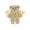 Brass Micro Pave Clear Cubic Zirconia Open Cuff Ring for Woman RJEW-M165-02C-G-2