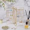Iron Earring Display Folding Screen Stands with 3 Folding Panels EDIS-WH0070-01G-4