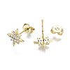 Brass Micro Pave Clear Cubic Zirconia Stud Earrings EJEW-T046-28G-NF-2
