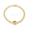 Green Cubic Zirconia Leopard Link Bracelet with Brass Curb Chains for Men Women KK-H434-11G-3