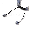 8mm Round Natural Blue Spot Jasper Braided Bead Bracelets BJEW-C067-01B-15-4