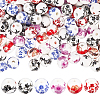 Handmade Flower Printed Porcelain Ceramic Beads PORC-LT0001-12C-1