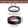 2Pcs 2 Styles Adjustable Cowhide Leather Cord Braided Bracelets BJEW-CL0001-15-2