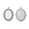 Tibetan Style Antique Silver Alloy Flat Oval Pendant Cabochon Settings LS-TIBEP-M022-20AS-2