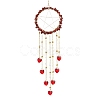 Wire Wrapped Natural Red Jasper Chips Ring Hanging Ornaments HJEW-JM02371-01-1