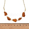 Nuggets Natural Amber & Natural Freshwater Pearl Beaded Necklaces with 304 Stainless Steel Satellite Chains NJEW-JN06491-4