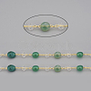 3.28 Feet Handmade Natural Green Agate Beaded Chains X-CHC-I031-11G-1