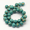 Dyed Synthetic Turquoise Round Bead Strands TURQ-Q100-01A-01-2