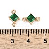 Brass Pave Glass Rhombus Links Connector Charms X1-GLAA-Q088-001F-3