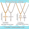 ANATTASOUL 4Pcs 4 Style 304 Stainless Steel with Cubic Zirconia Cross Pendant Necklaces Set with Brass Chains NJEW-AN0001-81-2