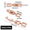 9Pcs Brass Fold Over Clasps KK-SC0004-06RG-2