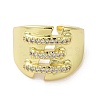 Brass Micro Pave Clear Cubic Zirconia Open Cuff Ring for Woman RJEW-M165-02A-G-2