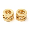 Rack Plating Brass Cubic Zirconia Hollow Column European Beads KK-Z033-25G-1