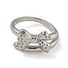 Bowknot Brass Micro Pave Clear Cubic Zirconia Double Rings RJEW-Z050-26P-3