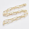 Brass Round Oval Paperclip Chain Necklace Making MAK-S072-05A-G-2
