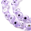 Handmade Evil Eye Lampwork Flat Round Bead Strands LAMP-L058-8mm-25-4