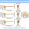 60Pcs 3 Style 304 Stainless Steel Stud Earring Findings STAS-BBC0007-45-2