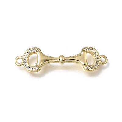 Brass Brass Micro Pave Clear Cubic Zirconia Horse Bit Links Connector Charms KK-C262-27G-1