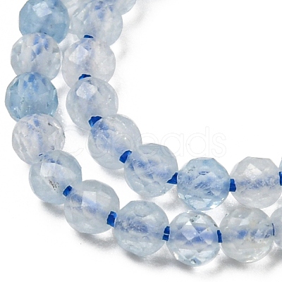 Grade A Natural Aquamarine Beads Strands G-E411-19F-2mm-1