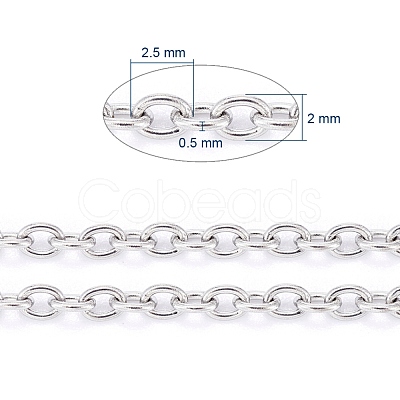 Non-Tarnish 3.28 Feet 304 Stainless Steel Cable Chains X-CHS-F006-02C-P-1