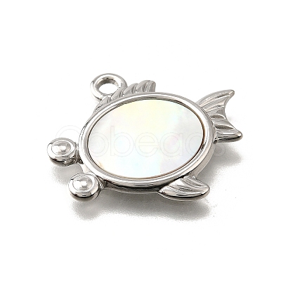 304 Stainless Steel Pave Natural White Shell Pendants STAS-C122-21E-02P-1