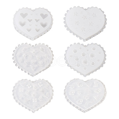 6Pcs 6 Styles DIY Flower & Animal & Heart Shape Nail Art Ornament Silicone Molds DIY-TA0004-22-1